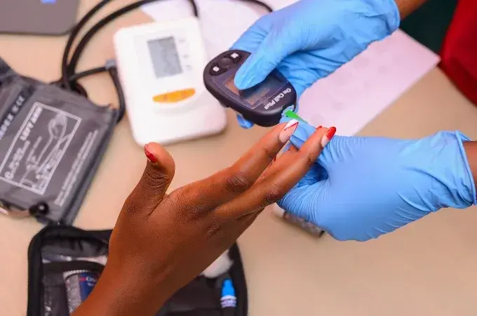Woman getting blood sample